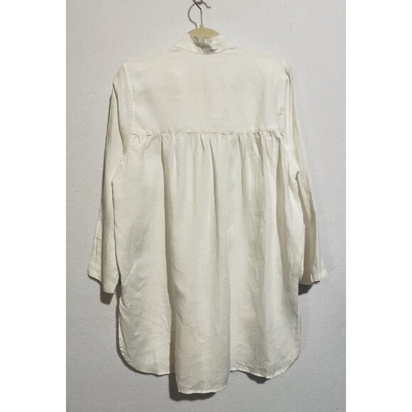 South Street Linen Top Womens M/L ivory White French Tunic Minimialist Lagenlook - Picture 3 of 7